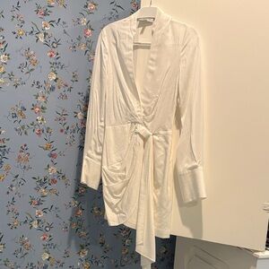 Chic Cream Wrap Mini Dress